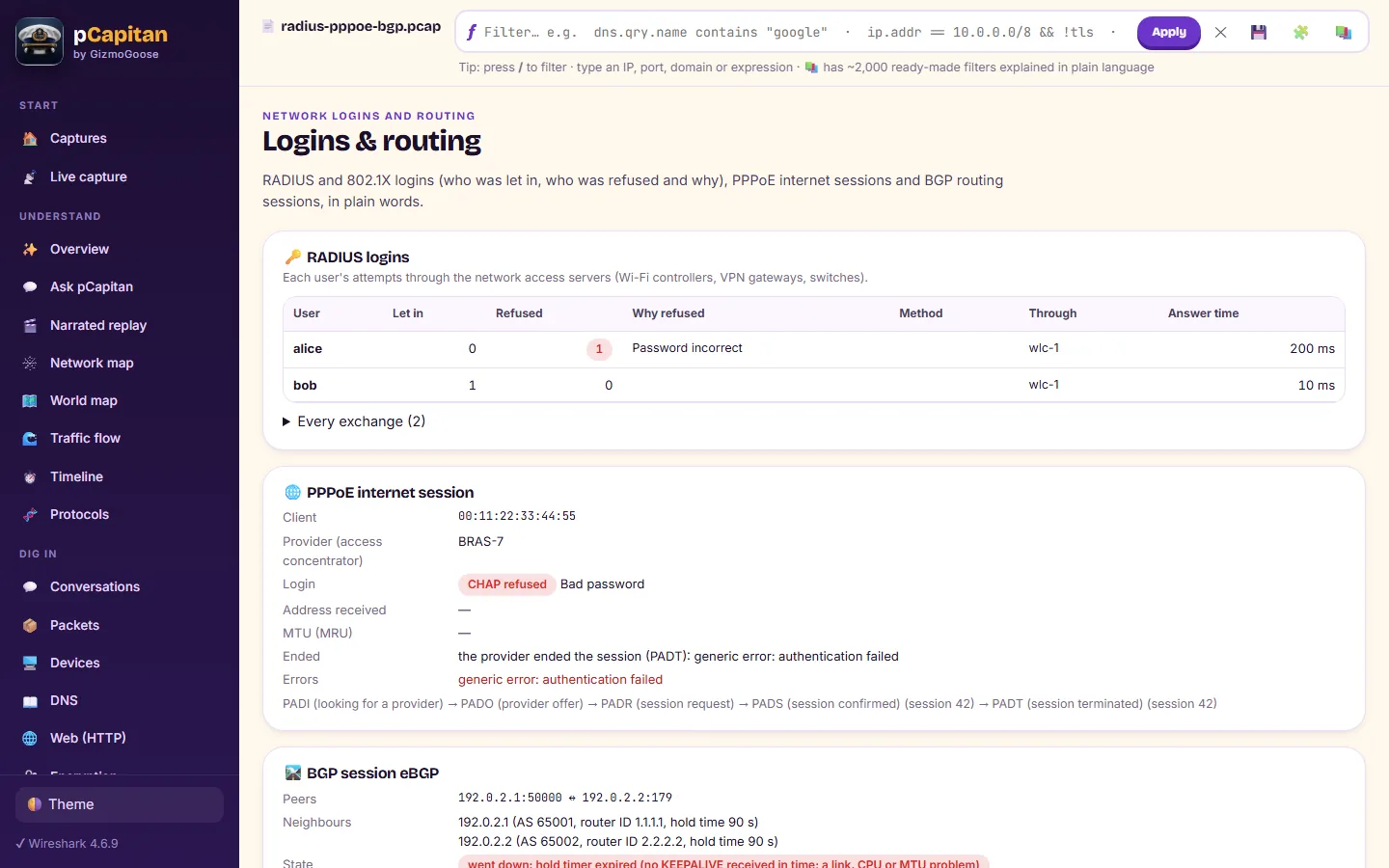 Logins & routing: RADIUS, 802.1X, PPPoE and BGP in plain words