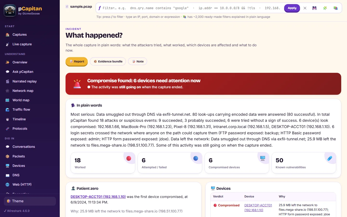 What happened? The incident in plain words: what worked, patient zero, blast radius and every device's verdict