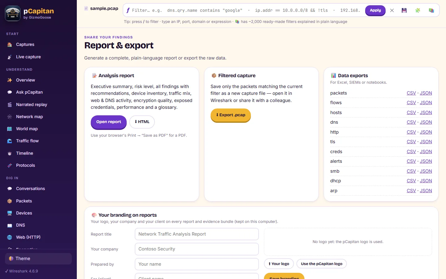 A printable report with every finding and what to do about it