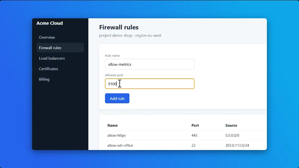 A finished VectorSight Studio frame: an app window zoomed in on a form field, with rounded corners and a shadow on a blue background