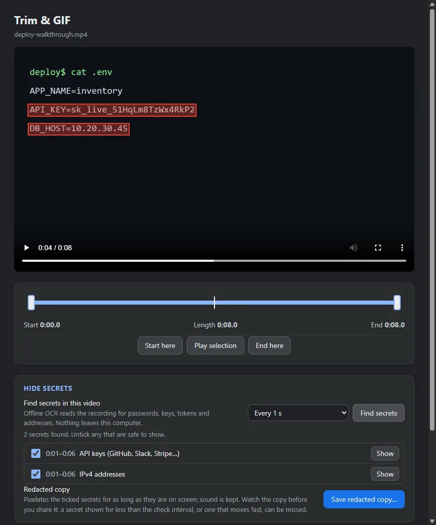 Redact a recorded video before you share it